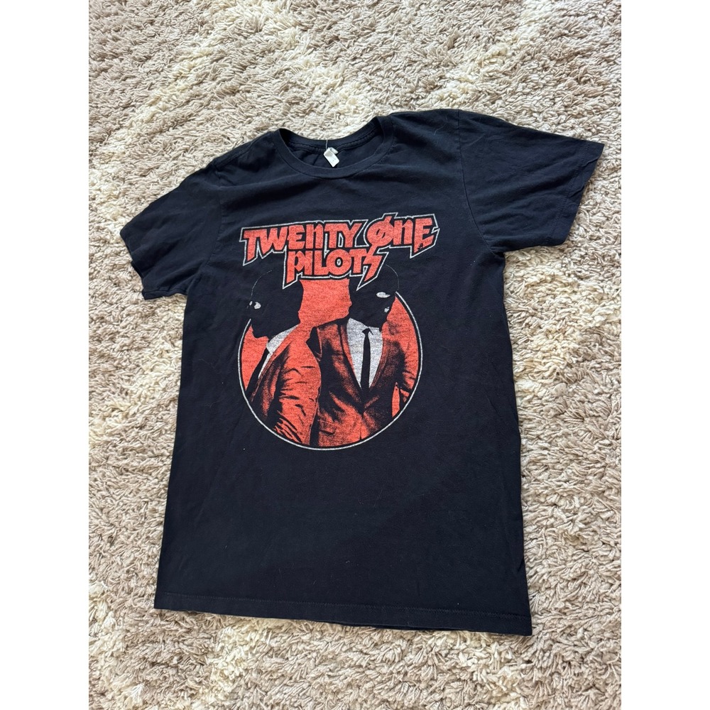 Twenty One Pilots Black Graphic T-Shirt Mens Small Red Masked Figures Band Tee